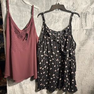 Torrid bundle 2 sleeveless blouses Black White butterfly &maroon nwt plus size 4